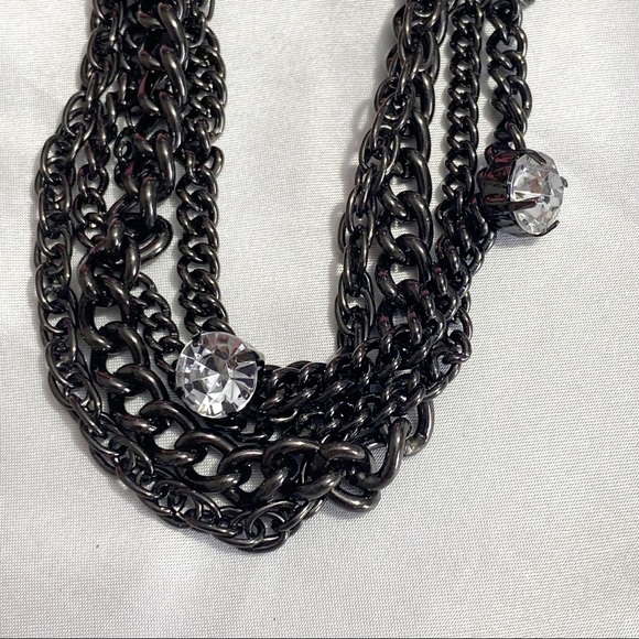 NEW multi chain bracelet with sparkly charms black metal chain size adjustment. - Picture 2 of 4